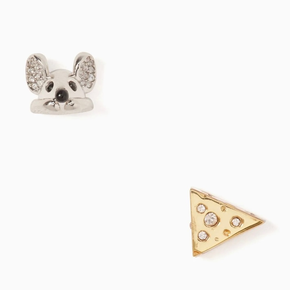 $69 Kate Spade Year of the Rat Cheese Stud Earrings in gold & silver